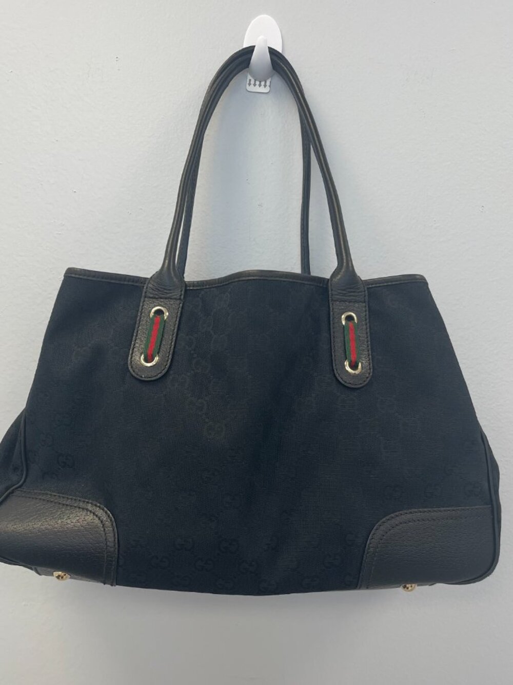 Gucci GG Canvas and Leather Princy Tote, Medium in Black - Preowned - Picture 2 of 12
